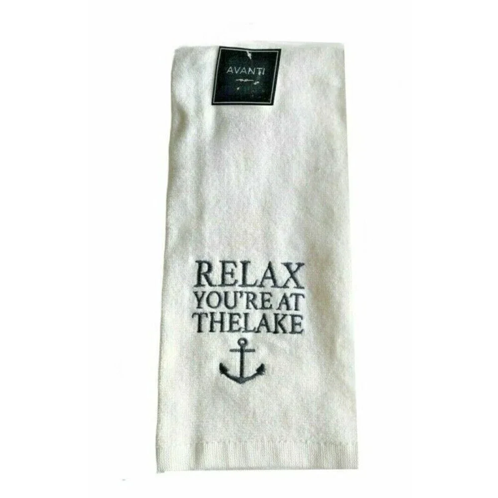 Avanti Relax You're at the Lake Kitchen Dish Towels Set of 2 Embroidered Anchor